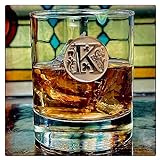 KolbergGlas Bicchieri da whisky fatti a mano con cristalli di alta qualità con incisione monogramma, idea regalo per uomini, fratelli, padri, nonni, boss, chef (K)