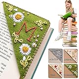 Personalized Hand Embroidered Corner Bookmark - Cute Flower Letter Embroidery Bookmarks, for Book Reading Lovers Meaningful Gift (Summer,S)