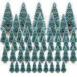 50 Pezzi Alberi di Natale in Miniatura con Neve Natalizie Ornamenti di Sisal Artificiali Decorazione Tavolo Casa