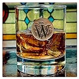 KolbergGlas Bicchieri da whisky fatti a mano con cristalli di alta qualità con incisione monogramma, idea regalo per uomini, fratelli, padri, nonni, boss, chef (W)