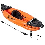 Outsunny Canoa Gonfiabile, Kayak con Remo, Pompa Gonfiaggio e Accessori, Arancione