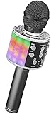 Ankuka Microfono Karaoke Bluetooth Wireless Microfono Bambini Regalo per Bambini 3-12 Anni Microfono Giocattolo Cambia Voce, Compatibile con Android, iOS, PC Nero