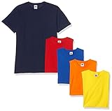 Fruit of the Loom Valueweight Short Sleeve T-Shirt, Marina/Rosso/Arancione/Royal/Giallo, M (Pacco da 5) Uomo