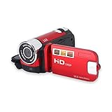 Diyeeni Videocamera portatile 1080P FHD 16x zoom digitale, fotocamera digitale DV Trabar con sensore COMS, altoparlante incorporato, schermo rotante 270 °, videocamera(Red)