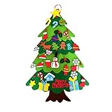 Albero Natale Feltro per Bambini, 32 Ornamenti Staccabili Regali di Natale di Nuovo Anno per Bambini, Decorazioni Natale per Pareti di Porte