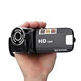 Diyeeni Videocamera portatile 1080P FHD 16x zoom digitale, fotocamera digitale DV Trabar con sensore COMS, altoparlante incorporato, schermo rotante 270 °, videocamera(Black)