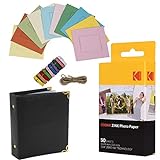 KODAK Carta fotografica premium ZINK da 5x7,6cm (50 fogli) + colorate cornici quadrate da appendere + album (compatibili con Kodak Printomatic)