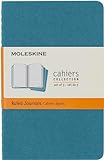 Moleskine Cahier Journal, Set 3 Notebooks with Ruled Pages, Cardboard Cover with Visible Cotton Stiching, Colour Brisk Blue, Pocket 9 x 14 cm, 64 Pages