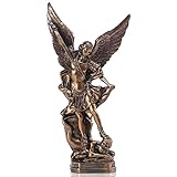 QIANLING Statua di San Miguel Arcangelo, statua di San Michele in resina bronzata, statua di San Michele Arcangelo vittoriosamente sopra Satana, adatta per collezione o decorazione