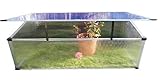 Serra in Policarbonato Aleana 3 per giardino, orto e balcone, con profili trasparenti, lastre in policarbonato da 4mm e filtro UV. Dimensioni 97x 57xh28/37 cm.