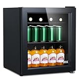 HCK Mini Frigo, Refrigeratore Bevand 42L, 0-15°C, 2 Ripiani Regolabili, Mini Bar Interno, Piccolo Frigorifero per Campeggio, Deposito di Birre, Vini, Nero
