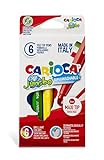 Carioca Pennarelli Jumbo Box, Pennarelli Colorati per Bambini con Punta e Corpo Maxi, Ideali per Disegnare e Colorare, Super Lavabili, Colori Assortiti, 6 Pezzi
