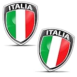 Biomar Labs® 2 x 3D Silicone Adesivi Resinati Bandiera Nazionale Italia Italy Italiana Tricolore Emblema per Auto Moto Finestrìno Scooter Bici Motociclo Tuning F 148
