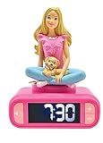 Lexibook, Mattel Barbie, Sveglia notturna Barbie, Suoni e melodie, Schermo LCD retroilluminato, Luminoso, Snooze, Rosa, RL800BB