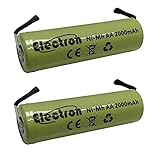 2x Batteria ricaricabile Ni-Mh Stilo AA 1,2V 2000mAh con linguette lamelle terminali a saldare per pacco pacchi batteria
