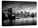 canvashop Quadri New York City stampa su tela canvas quadri moderni soggiorno arredo camera da letto città NY (100x70 cm, 23 ponte bianco e nero)