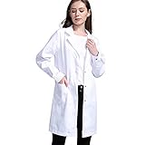 Icertag Camice Bianco da Laboratorio Donna, medico cappotto, camice per le donne, camice bianco per le signore, adatto per studente laboratorio infermiera cosplay abito (m, materiale sottile)
