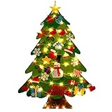 Albero di Natale in Feltro per Bambini con LED, 3.2 FT Albero di Natale Montessori, con 21 Pezzi di Ornamenti Staccabili per La Decorazione della Casa di Natale (batterie Non Incluse)