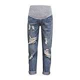 Xiedeai Premaman Jeans per Donna - Donna Incinta Jeans Vita Alta Elastico Cintura maternità Pantaloni Casual Strappati Denim Pantaloni