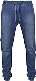 Urban Classics Knitted Denim Jogpants Jeans, Blu (Blue Washed), S Uomo