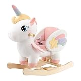 FUNLIO Cavallo a Dondolo Unicorno, Rainbow Fairy per bambini da 6 mesi a 3 anni, Cavalcabile, di Peluche, Facile da Montare