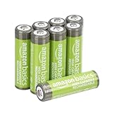 Amazon Basics - Batterie AA ricaricabili, ad alta capacità, 2400 mAh, pre-caricate, NiMh, confezione da 8