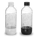 pinci Bottiglia per soda, adatta per acqua gassata e acqua frizzante, senza BPA, riutilizzabile e riempita in plastica PET per uso alimentare (confezione da 2, 1 litro)