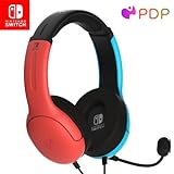 PDP Gaming LVL40 Stereo Headset with Mic for Nintendo Switch - PC, iPad, Mac, Laptop Compatible - Noise Cancelling Microphone, Lightweight, Soft Comfort On Ear Headphones - BLUE&RED