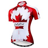 Maglia da ciclismo da donna, in jersey, per mountain bike, da corsa, abbigliamento estivo, canada, rosso, taglia S