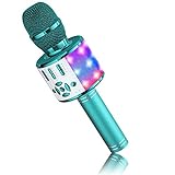 BONAOK Magic Sing Microfono Karaoke Wireless, Microfono Cambia Voce Adulti, Microfono Sing 4 in 1, Microfono Karaoke Bluetooth per la Festa in Casa, Compatibile con iPhone/Android (Blu)