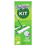 Swiffer Starter Kit Scopa con 1 Manico + 8 Panni di Ricambio, per Catturare e Intrappolare la Polvere