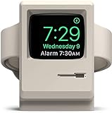 elago W3 Supporto Caricatore Compatibile con Apple Watch Series 9, 8, SE2 (2022), 7(2021), 6, SE, 5, 4, 3, 2, 1 / 45mm/ 44mm/ 42mm/ 41mm/ 40mm/ 38mm - Gestione Cavi, Design 1984 Macintosh (Bianco)