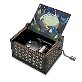 Meloditrunk Nero Carillon in Legno a Tema Anime per Il Mio Vicino Totoro, Antico Intagliato della Manovella Carillon in Legno Giocattolo, Idea Regalo per Famiglia, Amici, Capodanno e Compleanno