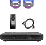 Lettori DVD per TV/CD/MP3 con presa USB, uscita HDMI e AV (cavo incluso), Telecomando, per tutte le regioni, Spina europea,Nero
