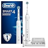 Oral-B Smart 4 4000N Spazzolino Elettrico Testine Oral B Cross Action, 3 Modalità di Spazzolamento, Bluetooth, 2 Testine, Azione Sbiancante Denti Batteria Litio, Idea Regalo, Bianco