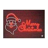 OLIVO.shop | CHRISTMAS NEON LED Zerbino Natale, Tappeto ingresso natalizio moderno, 5 fantasie, misura unica 40x60cm (MERRY BABBO)