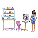 Barbie Relax and Create Atelier - Playset con Bambola e Plastilina per Vasi e Pittura - 25+ Accessori - Alta 29 cm - Regalo per Bambini 3-7 Anni, HCM85