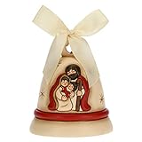 THUN - Addobbo per Albero di Natale Campanella Sacra Famiglia - Decorazioni Natale Casa - Ceramica - 10,7 x 10,7 x 12 h cm