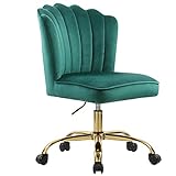 WOEOA Sedia da ufficio in velluto, regolabile in altezza, girevole a 360°, colore imbottito, perfetta per ragazze e signore dell ufficio (verde)