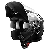Westt Casco Modulare Moto Omologato - ECE DOT Casco Moto Integrale Per Uomo Donna - Casco Moto Modulare Mento Sollevabile Doppio Visualizzatore Nero M (57-58cm)