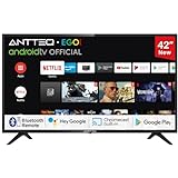 Antteq AG42F3 TV 42 Pollici(106cm) Smart TV, Andriod TV LED FHD,Dolby Audio,Google Assistance,Bluetooth Triple Tuner(DVB-C/S2/-T2),Google Play Store((DAZN/Disney+/Netflix/Prime Video),Wifi