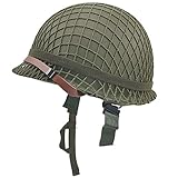 WWII US Army M1 Casco, WW2 Gear, WW2 Casco in Metallo Acciaio Shell Replica con Net/Canvas Chin Strap/Cat Eye Band