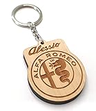 Portachiavi o calamita personalizzato in legno Faltec compatibile con ALFA ROMEO- personalizza con il tuo nome o con la targa della macchina - logo macchina