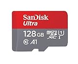 SanDisk Ultra Scheda di Memoria MicroSDXC e Adattatore, con A1 App Performance, Velocità Fino a 100 MB/Sec, Classe 10, U1 , Single Pack, 128 GB, Rosso/Grigio
