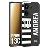 CUSTOMIZZA - Custodia cover nera morbida in tpu compatibile per Xiaomi Redmi 13C personalizzata calcio football nome e numero calciatori bianconera