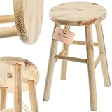 KADAX Sgabello in legno, poggiapiedi in legno di pino naturale non verniciato, poggiapiedi in 3 diversi modelli, sedia da bar, poggiapiedi, sgabello in legno (rotondo)