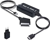 AMANKA Cavo Adattatore Scart HDMI, Convertitore da Scart a HDMI Connettori Video Audio Supporta Stereo HD 720/1080P per HDTV/Proiettore/Lettore DVD/Blu-ray SKY/PS3/xbox/Monitor