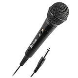 NGS SINGER FIRE - Microfono Dinamico, Microfono con Cavo da 3 Metri, Conessione Jack 6,3mm e Pulsante On/Off