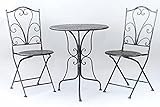 AVANTI TRENDSTORE - Stylus - Set arredo esterno in ferro per due persone, composto da un tavolino con piano rotondo e due sedie in colore nero antico.