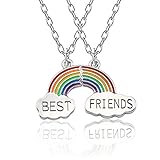 Mingjun - Collana da migliori amiche, due ciondoli con arcobaleno e scritta "Best Friends" su 2 nuvole